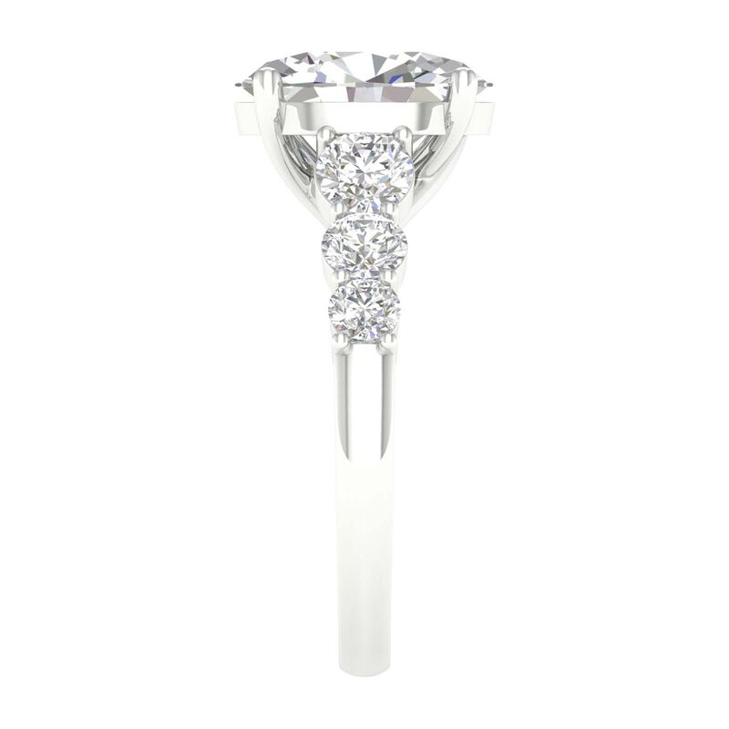 Oval Lab Grown 4ctw. Diamond With Brilliant-Cut Diamond Cathedral Engagement Ring in 14k White Gold image number null